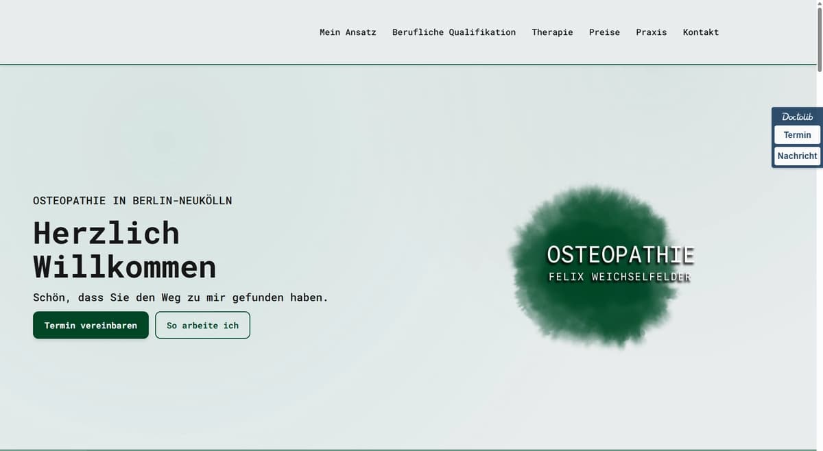 Webauftritt für Osteopathie Weichselfelder – Modern, vertrauenswürdig, patientenorientiert