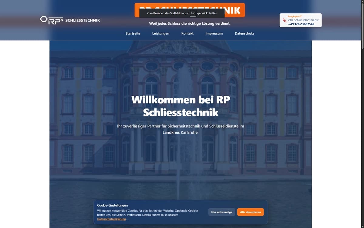 RP Schließtechnik – Digitaler Auftritt für einen 24/7-Schlüsseldienst aus Bruchsal